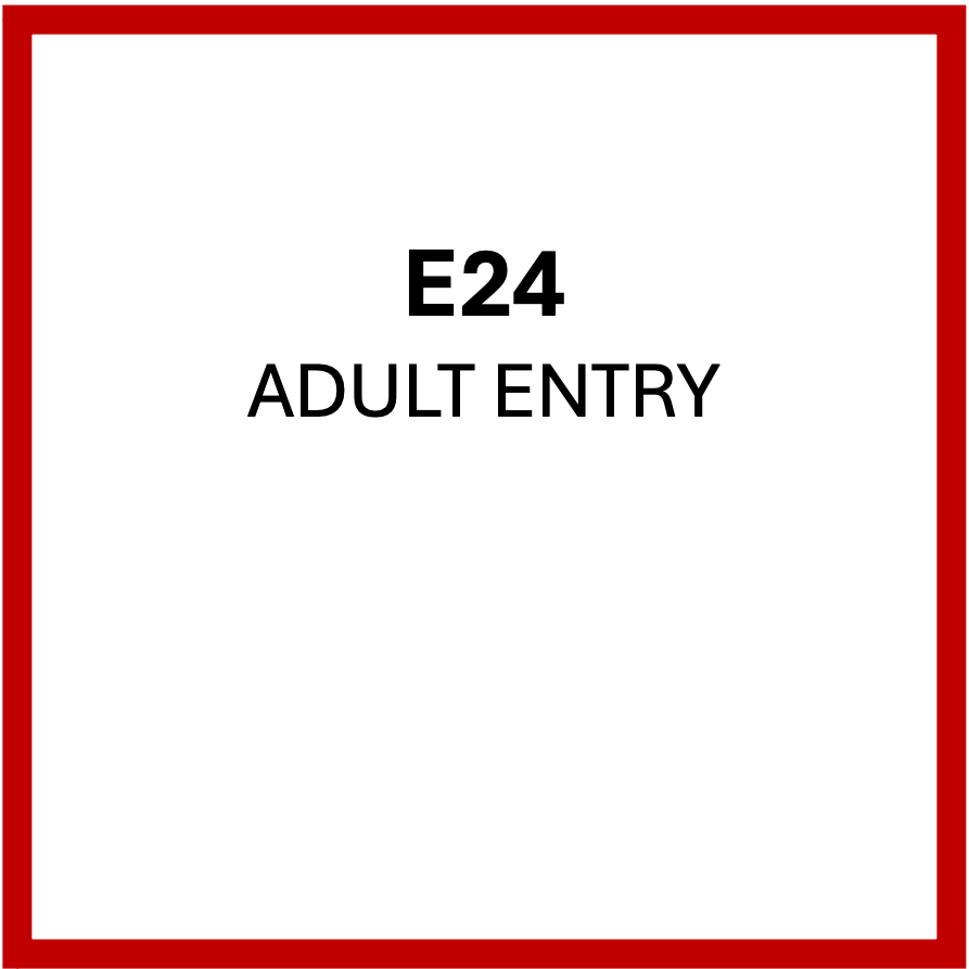 ADULT ENTRY £12  (+16yo) | E24