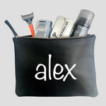Load image into Gallery viewer, MEN&#39;S PERSONALISED BLACK LEATHER WASHBAG
