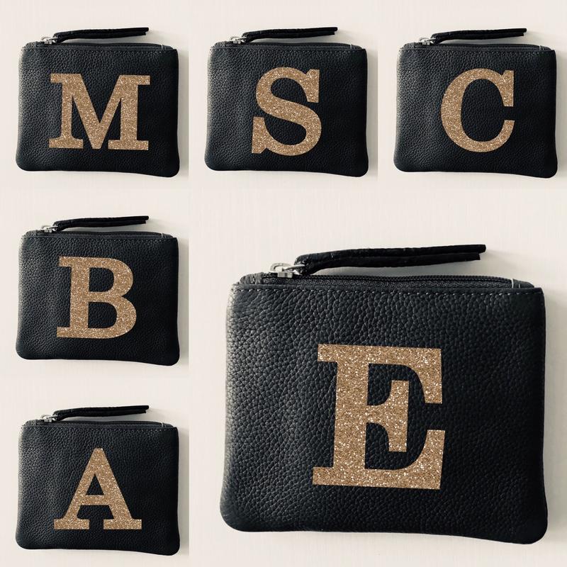 PERSONALISED ALPHABET LEATHER COIN PURSE -LETTER-1 l Variety of colours