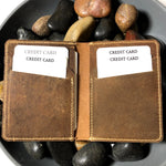 Load image into Gallery viewer, MEN&#39;S PERSONALISED MINIMALIST SLIM DISTRESSED LEATHER BIFOLD CARD WALLET
