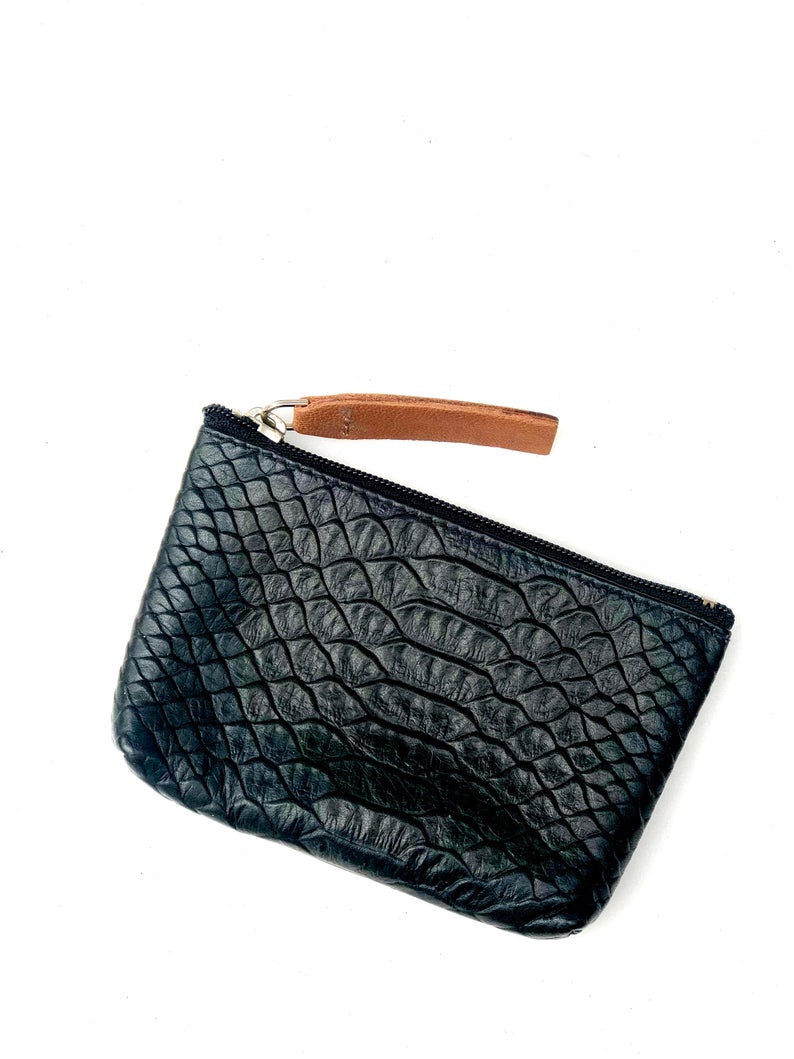 SNAKE EMBOSSED LEATHER KEY | CARD | COIN PURSE WITH 2 KEYRINGS | Variety of colours