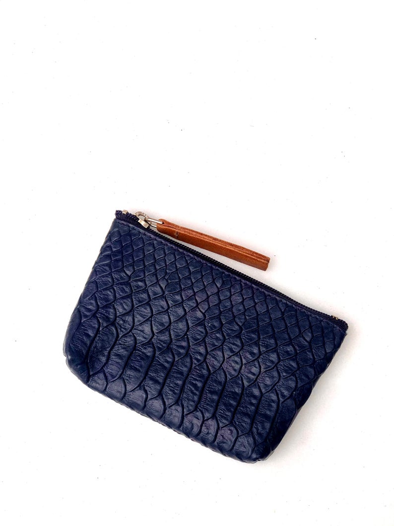 SNAKE EMBOSSED LEATHER KEY | CARD | COIN PURSE WITH 2 KEYRINGS | Variety of colours