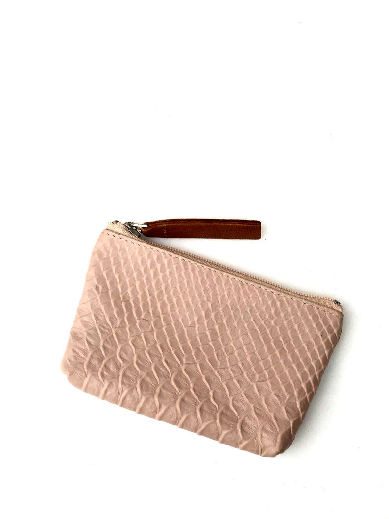 SNAKE EMBOSSED LEATHER KEY | CARD | COIN PURSE WITH 2 KEYRINGS | Variety of colours