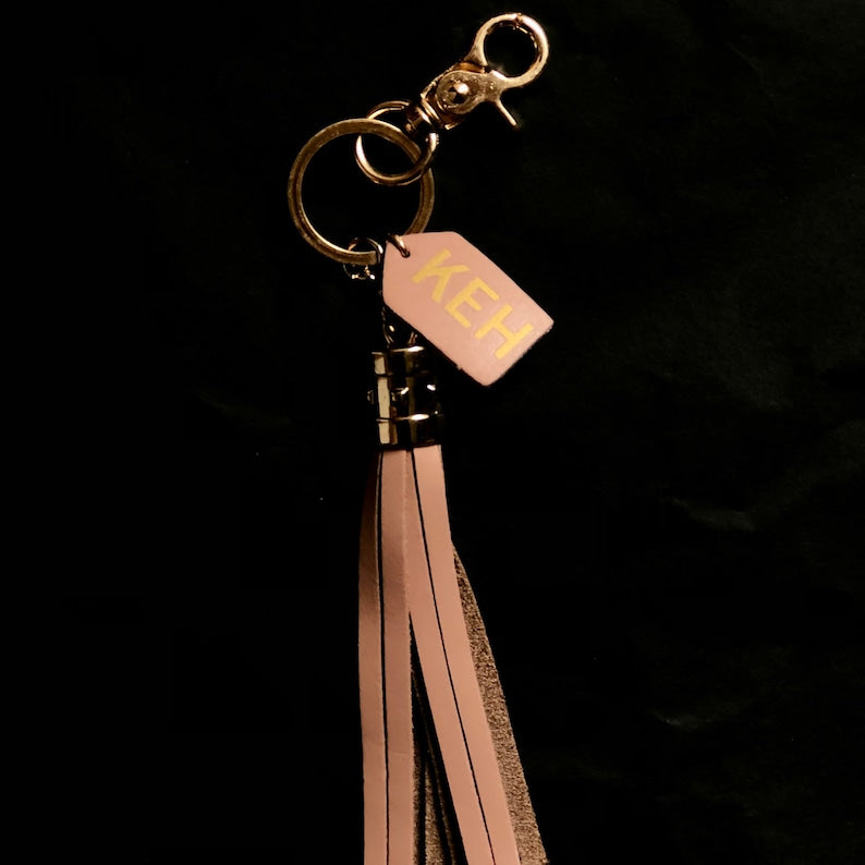 SMOOTH LEATHER TASSEL KEYRING WITH DOGHOOK | Variety of colours