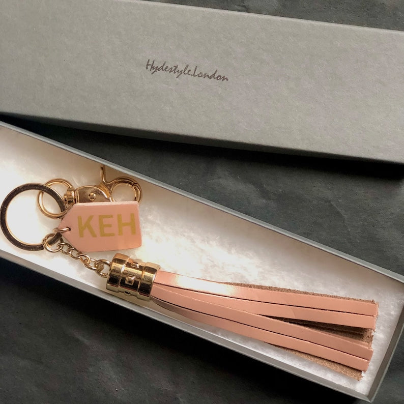 SMOOTH LEATHER TASSEL KEYRING WITH DOGHOOK | Variety of colours