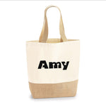 Load image into Gallery viewer, PERSONALISED JUTE BASE CANVAS SHOPPER
