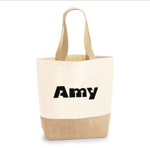 PERSONALISED JUTE BASE CANVAS SHOPPER