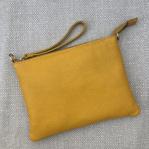 MEGAN PEBBLED LEATHER WRISTLET CLUTCH BAG | Variety of colours