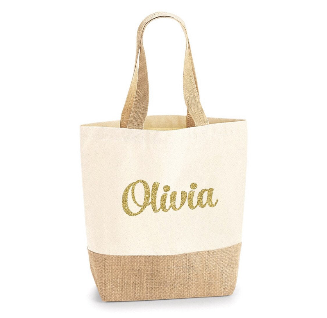 PERSONALISED JUTE BASE CANVAS SHOPPER