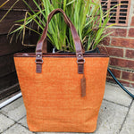 Load image into Gallery viewer, TAPESTRY TOTE BAG WITH LEATHER TRIMS | Variety of colours
