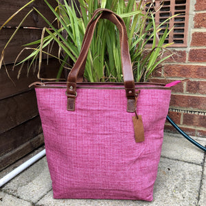 TAPESTRY TOTE BAG WITH LEATHER TRIMS | Variety of colours