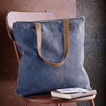 Load image into Gallery viewer, HYDESTYLE CRACKLE LEATHER TOTE SHOPPER BAG l DENIM BLUE
