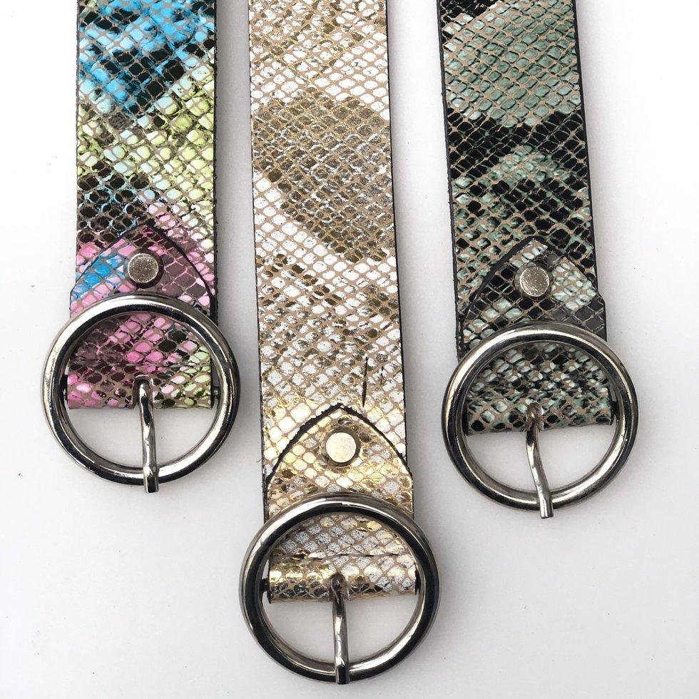 WOMENS SNAKE SKIN EFFECT WIDE LEATHER BELT l Variety of colours